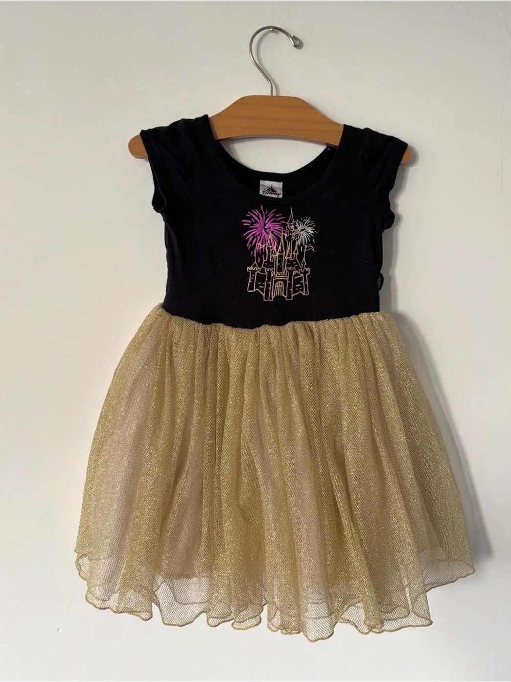 Bonds Girls Black Top with Gold Tulle Skirt and Pink Detail